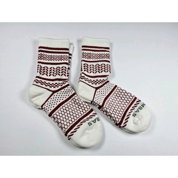 Bombas Fair Isle Holiday Half Calf Lot Of 2 Pairs Socks Size M - Picture 2 of 2